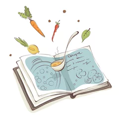 Magisches Kochbuch / Vektorillustration, Rezept für Suppe mit Gemüse © imagination13