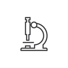 Microscope line icon, outline vector sign, linear style pictogram isolated on white. Research symbol, logo illustration. Editable stroke. Pixel perfect