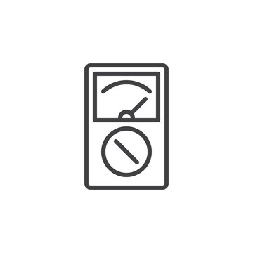 recommend clip art: Analog multimeter line icon, outline vector sign, linear style pictogram isolated on white. Symbol, logo illustration. Editable stroke. Pixel perfect