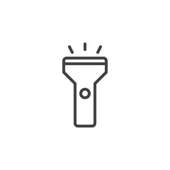 Flashlight line icon, outline vector sign, linear style pictogram isolated on white. Symbol, logo illustration. Editable stroke. Pixel perfect