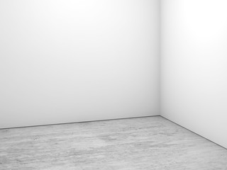 corner of white walls on concrete floor 3d
