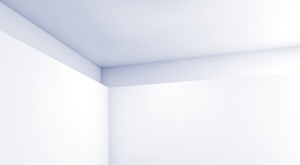 3d empty interior, corner of white walls