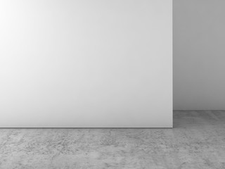 Abstract empty white interior, blank wall 3d