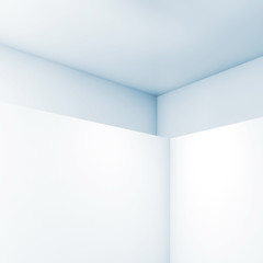 Abstract empty interior, white walls 3 d
