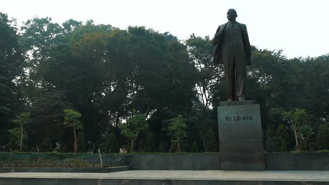 The monument to Lenin in the center of Hanoi. Full HD stock footage. 
