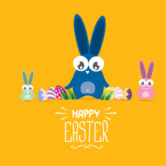 vector happy easter greeting card with funny bunny