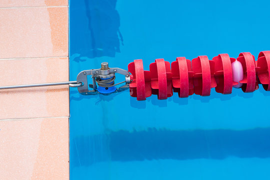 Closeup image of red line in swimming pool