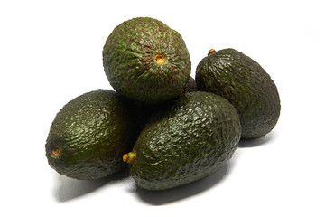 five Avocados isolated on a white background