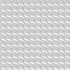 Grey abstract wavy 3D-like background. Vector seamless pattern.