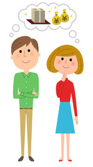 若いカップル　大金を想像