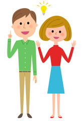 若いカップル　ひらめく