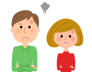 若いカップル　怒る