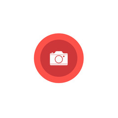 Illustration red icon camera in circle on flat design