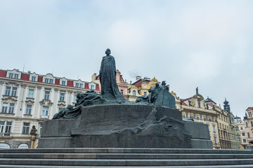 Jan Hus Memorial in Prague Old Town Square
