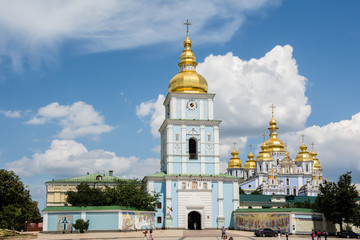 Fototapeta na wymiar St. Michael's Golden Domed Monastery, c comprises the cathedral itself in Kiev, the capital of Ukraine. Famous religious place in Ukraine