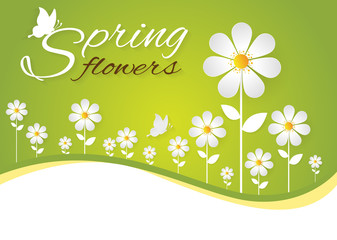 Inscription Spring Time on background with flowers.vector