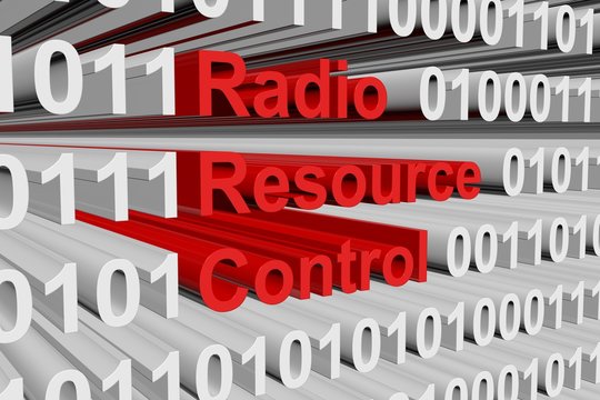 Radio Resource Control in the form of binary code, 3D illustration