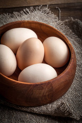 Raw organic farm eggs.