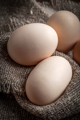Raw organic farm eggs.