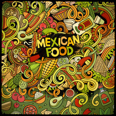 Cartoon mexican food doodles frame design