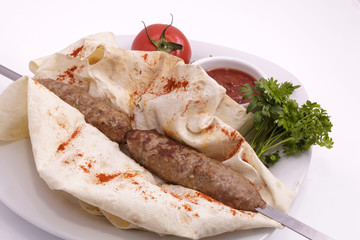 freshly prepared barbecue skewer