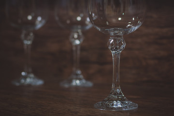 Close up picture of empty glasses in restaurant