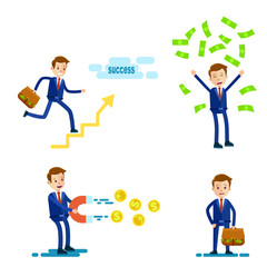 Successful Businessman Character. Illustration Set