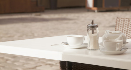 cup of coffee as a symbol of a break at work (freshness, taste, freshness concept)