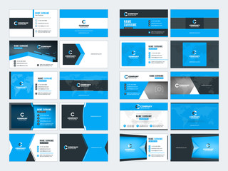 Collection of double-sided business card vector templates. Stationery design vector set