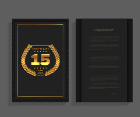 15th anniversary decorated greeting / invitation card template with logo.