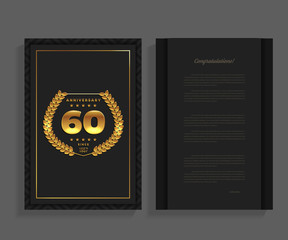 60th anniversary decorated greeting / invitation card template with logo.