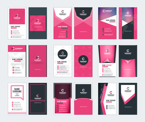 Collection of vertical business card vector templates. Stationery design vector set