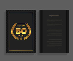 50th anniversary decorated greeting / invitation card template with logo.