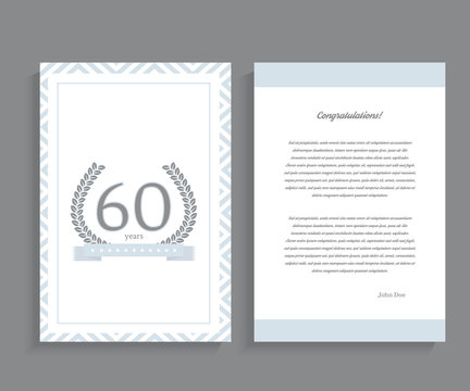 60th anniversary decorated greeting / invitation card template.