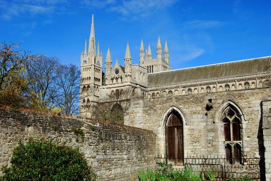 South side view of Peterborough Cathedral, Peterborough.