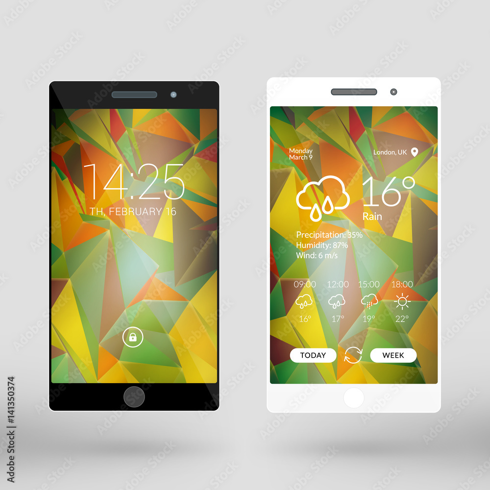 Wall mural mobile interface wallpaper design. abstract vector background. modern smartphone application interfa