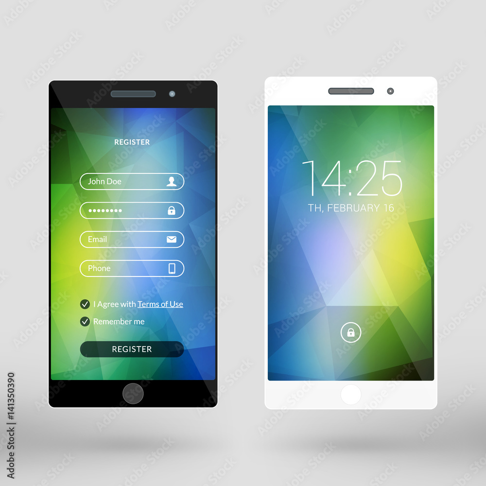 Wall mural mobile interface wallpaper design. abstract vector background. modern smartphone application interfa
