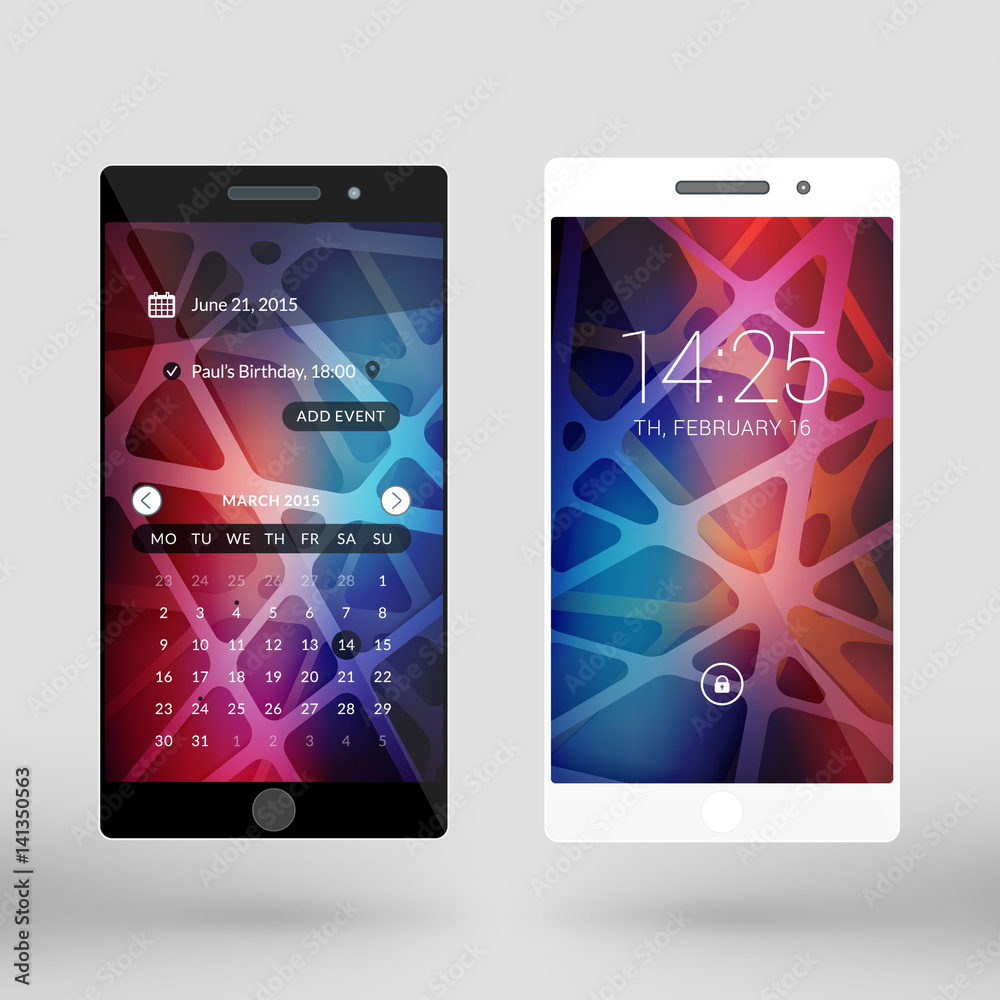 Wall mural mobile interface wallpaper design. abstract vector background. modern smartphone application interfa