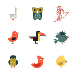 Birds Different Styles Vector Illustration