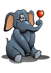 elephant sit cartoon on isolated white background