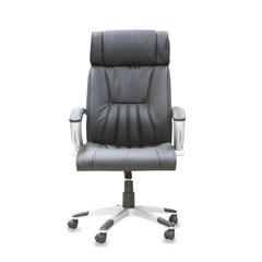 The office chair from black leather. Isolated