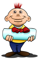 boy give present on isolated white background