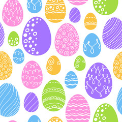 Seamless colorful easter eggs pattern. Vector background.