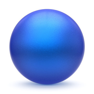 Sphere round button blue matted ball basic circle geometric shape solid figure simple minimalistic atom single drop object blank cyan balloon design element empty. 3d illustration