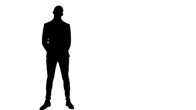 Silhouette Businessman presenting project to the camera