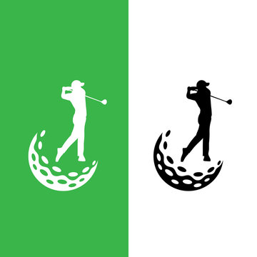 Golfer and golf ball logo graphic design