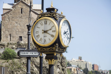 clock in the street in Tbilisi, Georgia