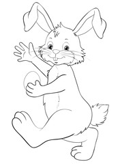 Easter bunny wearing Easter egg coloring page