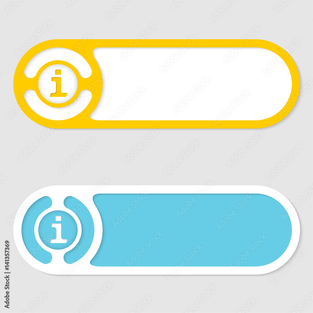 Poster set of two vector abstract buttons and info symbol