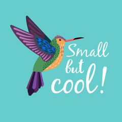 Colibri - very small amazing bird with inscription 
